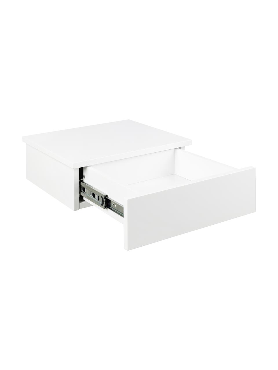 Ścienna szafka nocna Avignon, Płyta pilśniowa średniej gęstości (MDF), lakierowana, Biały, S 37 x W 13 cm