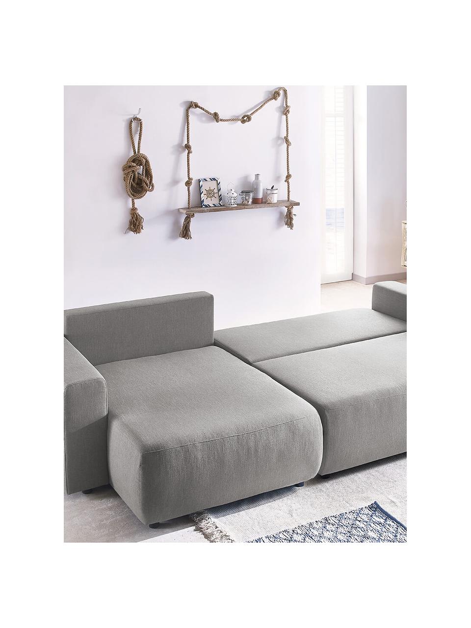 Sofá cama rinconero Elvi, con espacio de almacenamiento, Tapizado: poliéster con revestimien, Patas: plástico, Gris claro, An 282 x F 153 cm