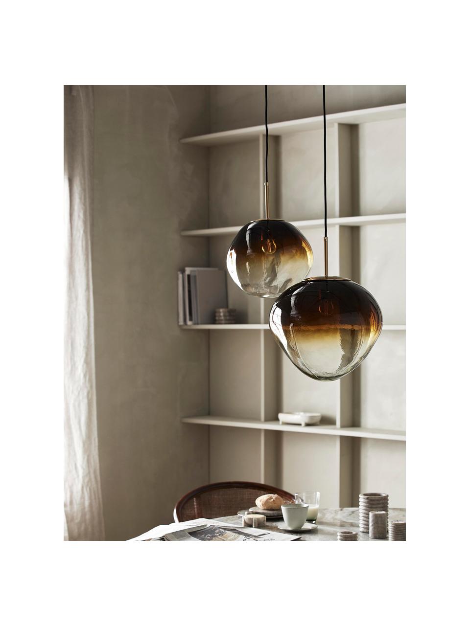 Mondgeblazen hanglamp Edfu met kleurverloop, verschillende formaten, Lampenkap: glas, Bruintinten, transparant, Ø 28 x H 36 cm