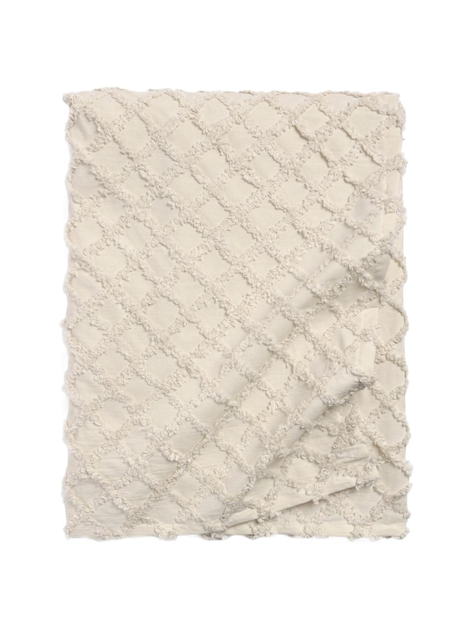 Colcha texturizada Royal, 100% algodón, Blanco crema, marrón, An 225 x L 260 cm (para camas de 200 x 200 cm)