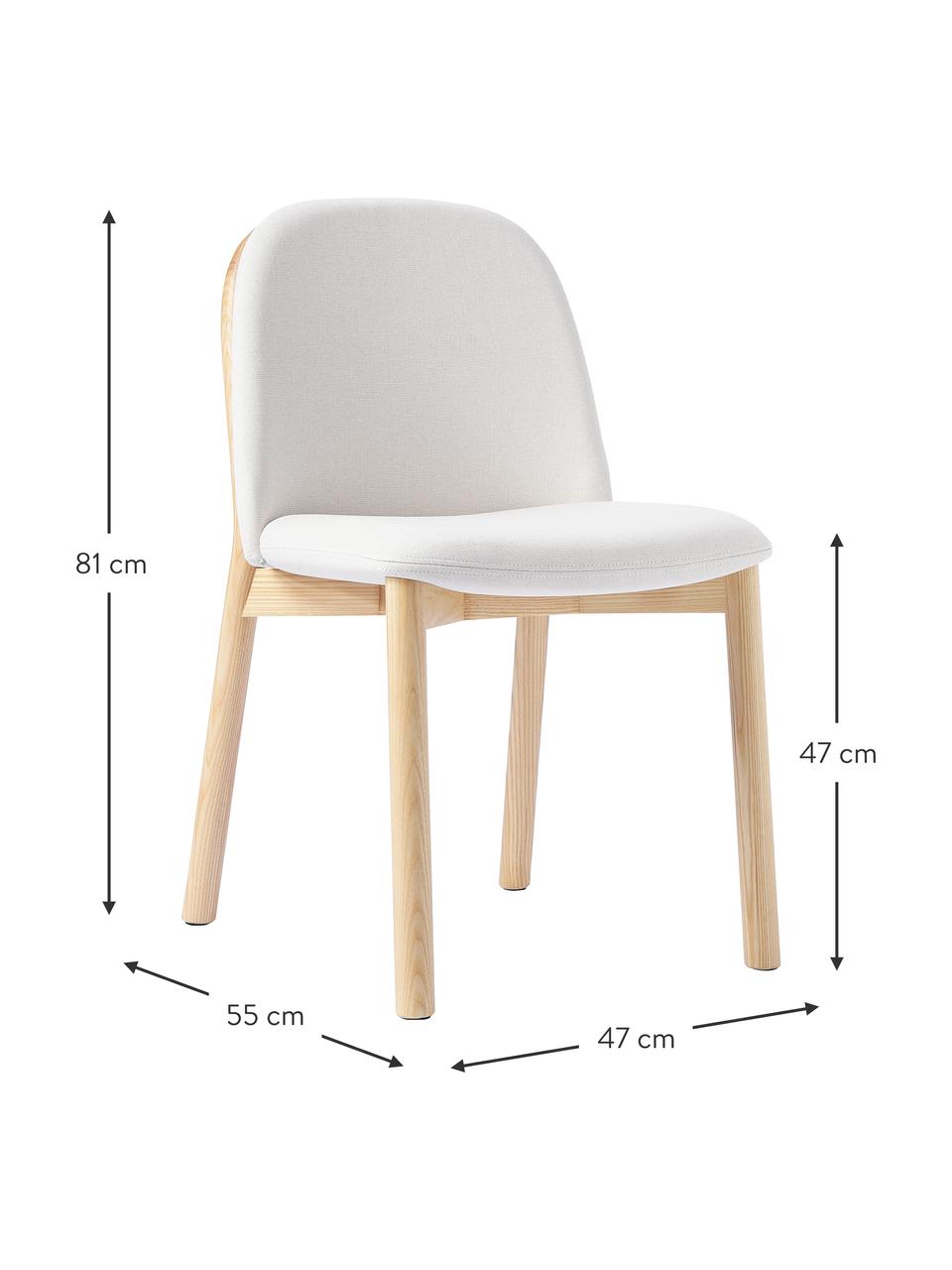 Silla tapizada de madera de fresno Julie, Tapizado: 100% poliéster Alta resis, Estructura: madera de fresno maciza c, Tejido beige, madera de fresno clara, An 47 x Al 81 cm