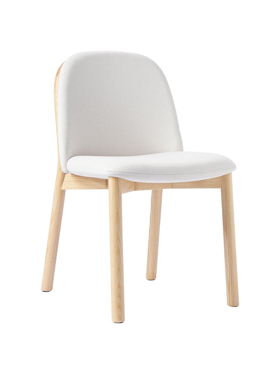 Silla tapizada de madera de fresno Julie, Tapizado: 100% poliéster Alta resis, Estructura: madera de fresno maciza c, Tejido beige, madera de fresno clara, An 47 x Al 81 cm