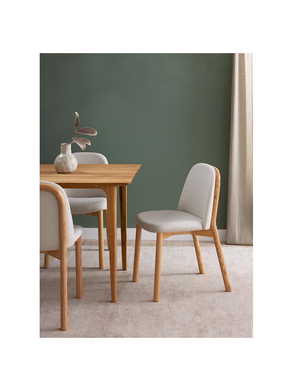 Čalouněná židle z jasanového dřeva Julie, Béžová, světlé jasanové dřevo, Š 47 cm, V 81 cm