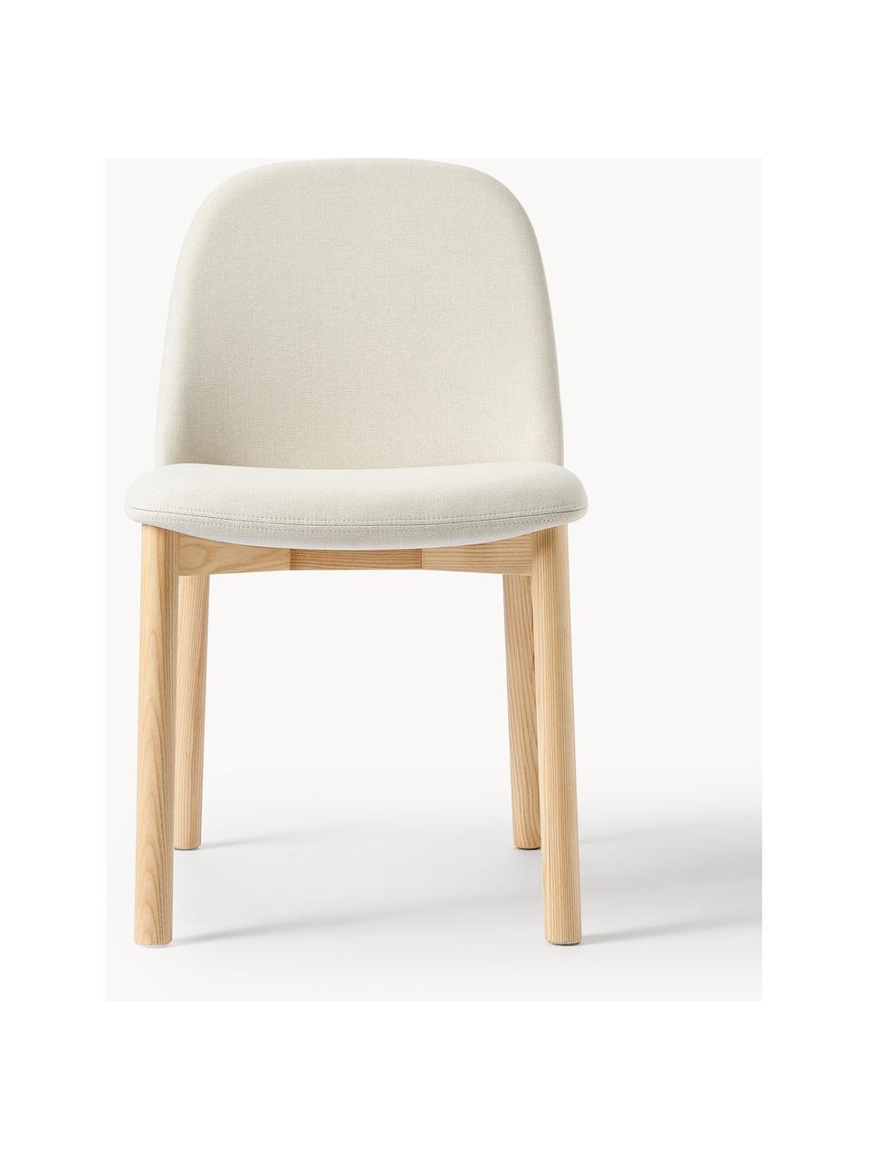 Čalouněná židle z jasanového dřeva Julie, Tlumeně bílá, světlé jasanové dřevo, Š 47 cm, V 81 cm