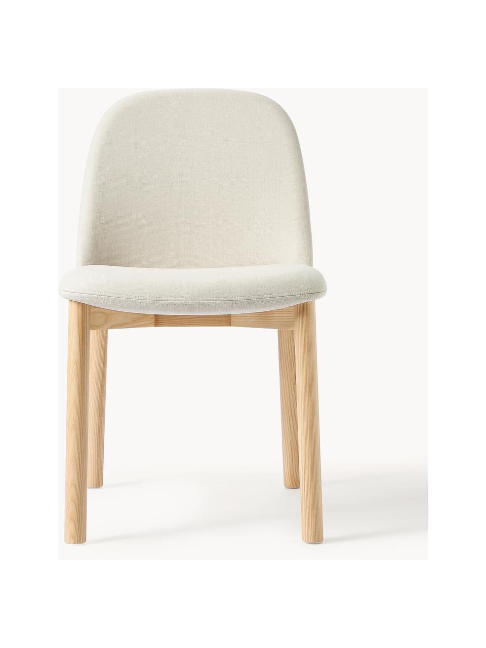 Čalouněná židle z jasanového dřeva Julie, Tlumeně bílá, světlé jasanové dřevo, Š 47 cm, V 81 cm