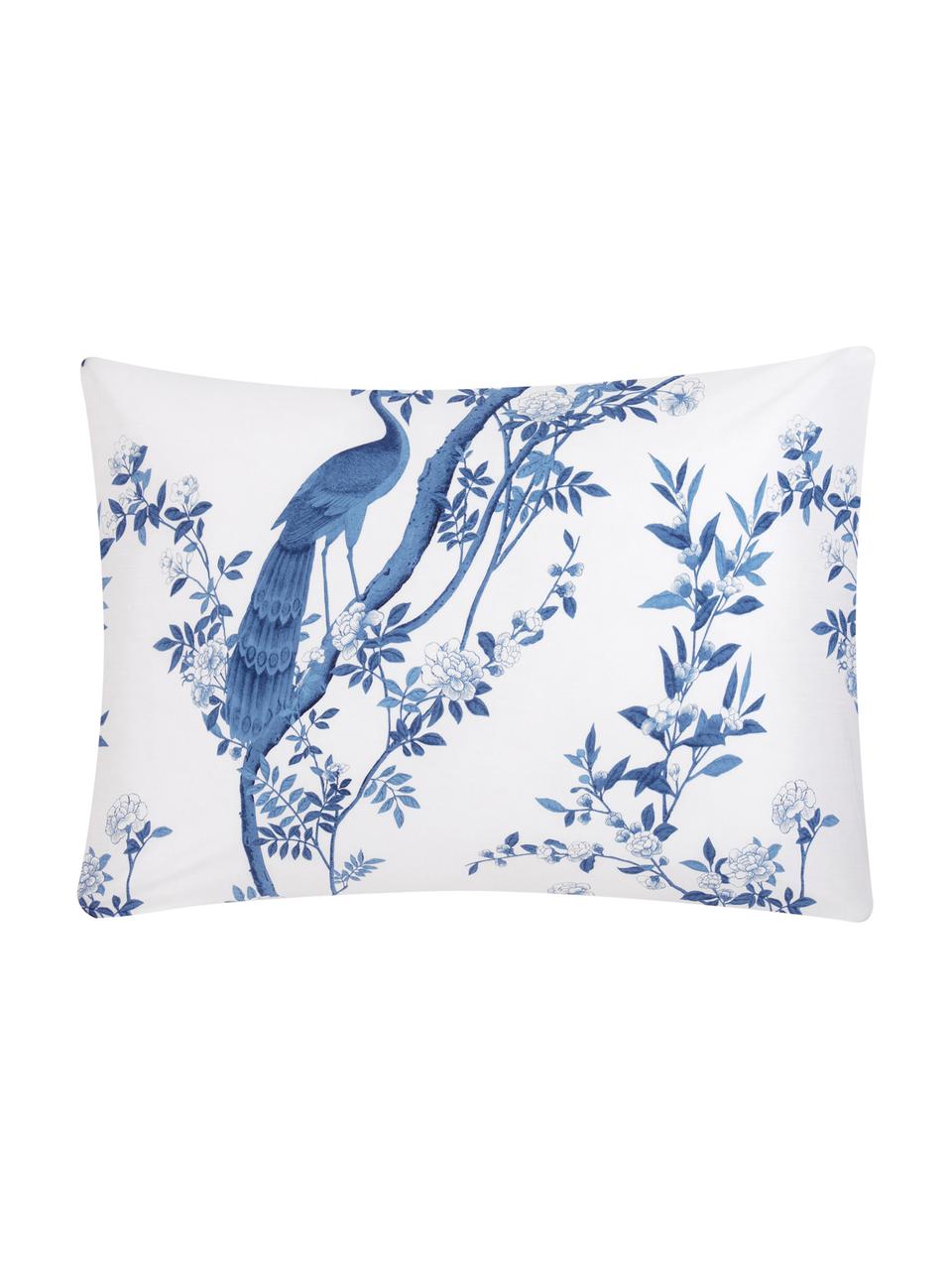 Funda de almohada de percal Annabelle, 50 x 70 cm, Blanco, azul, An 50 x L 70 cm