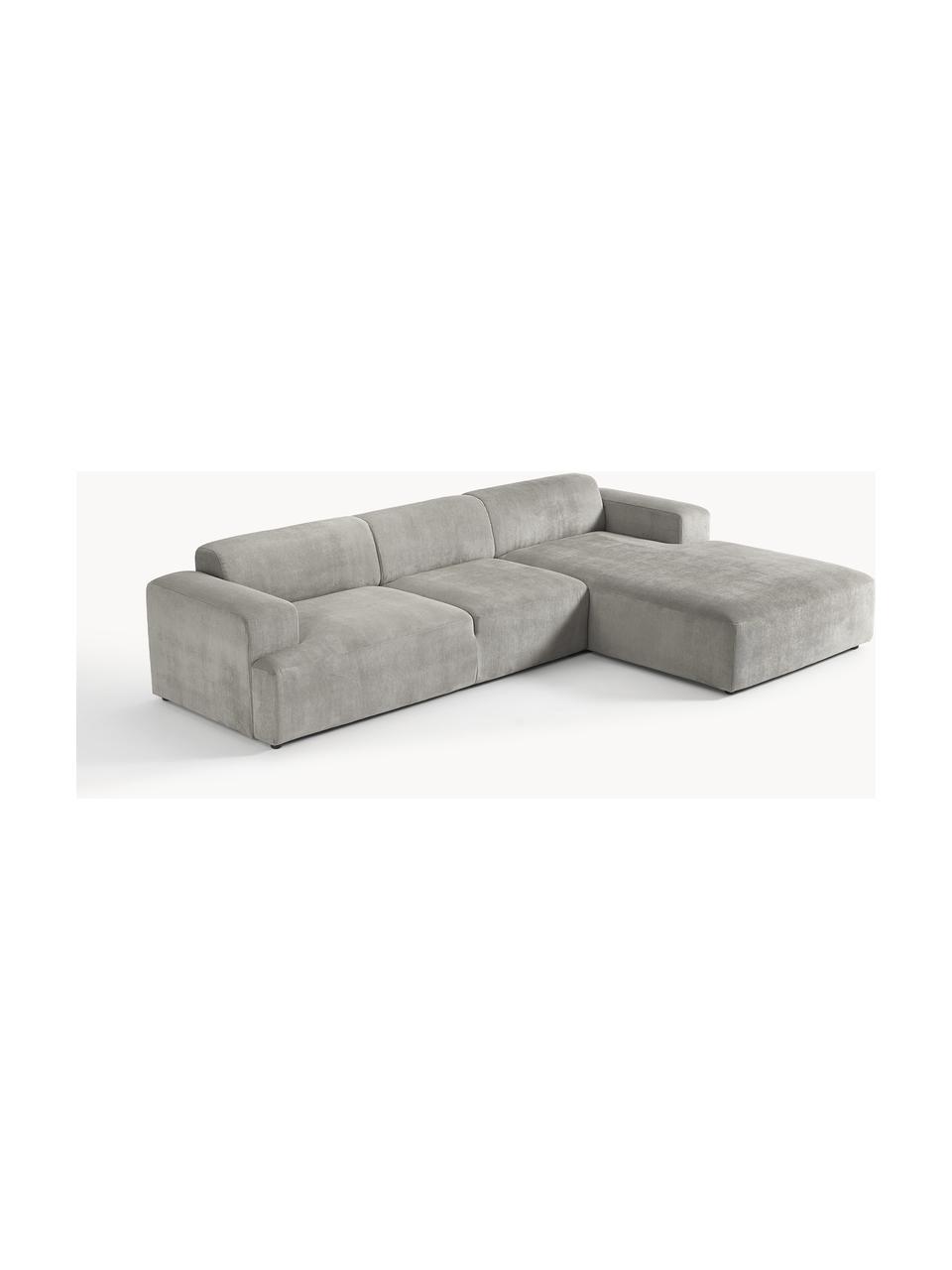 Cord-Ecksofa Melva (4-Sitzer), Bezug: Cord (92% Polyester, 8% P, Gestell: Massives Kiefernholz, Spa, Füße: Kunststoff Dieses Produkt, Cord Grau, B 319 x T 195 cm, Eckteil links