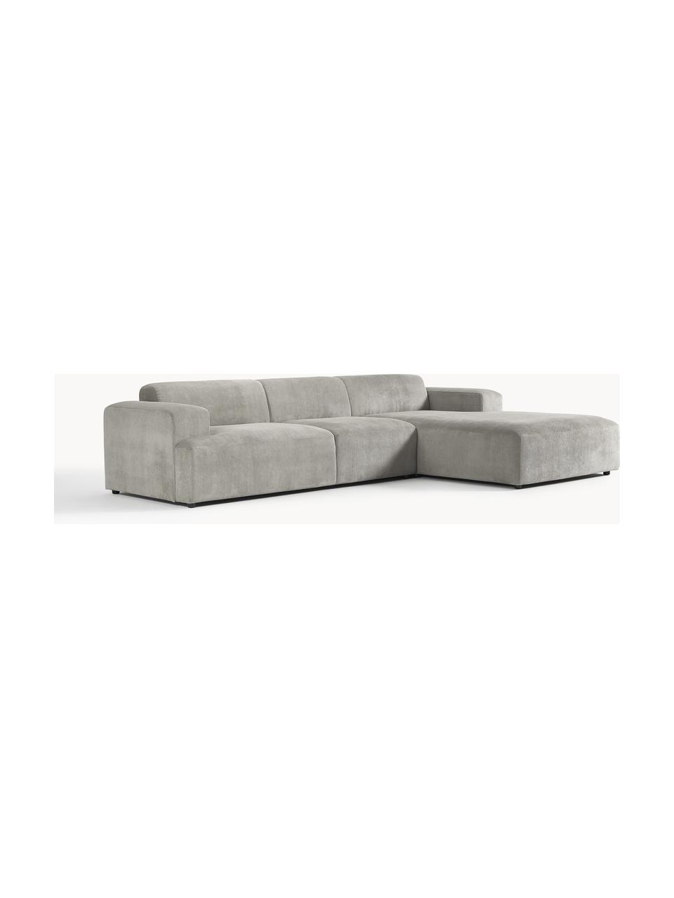 Cord-Ecksofa Melva (4-Sitzer), Bezug: Cord (92% Polyester, 8% P, Gestell: Massives Kiefernholz, Spa, Füße: Kunststoff Dieses Produkt, Cord Grau, B 319 x T 195 cm, Eckteil links