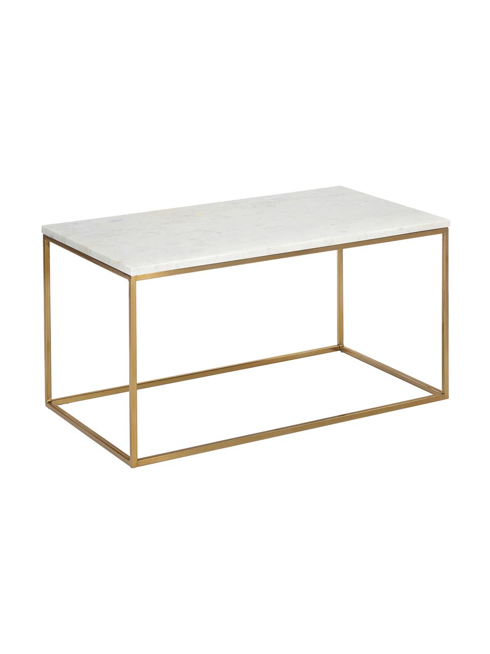 Mramorový konferenčný stolík Alys, Biela, mramorovaná, odtiene zlatej, Š 80 x H 45 cm