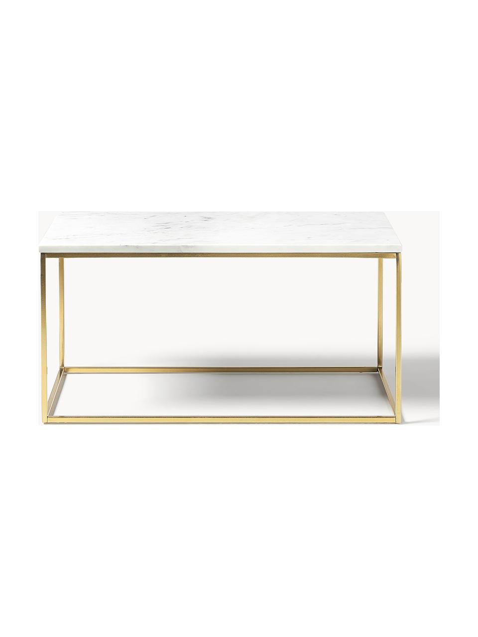 Mramorový konferenční stolek Alys, Bílá mramorová, zlatá, Š 80 cm, H 45 cm