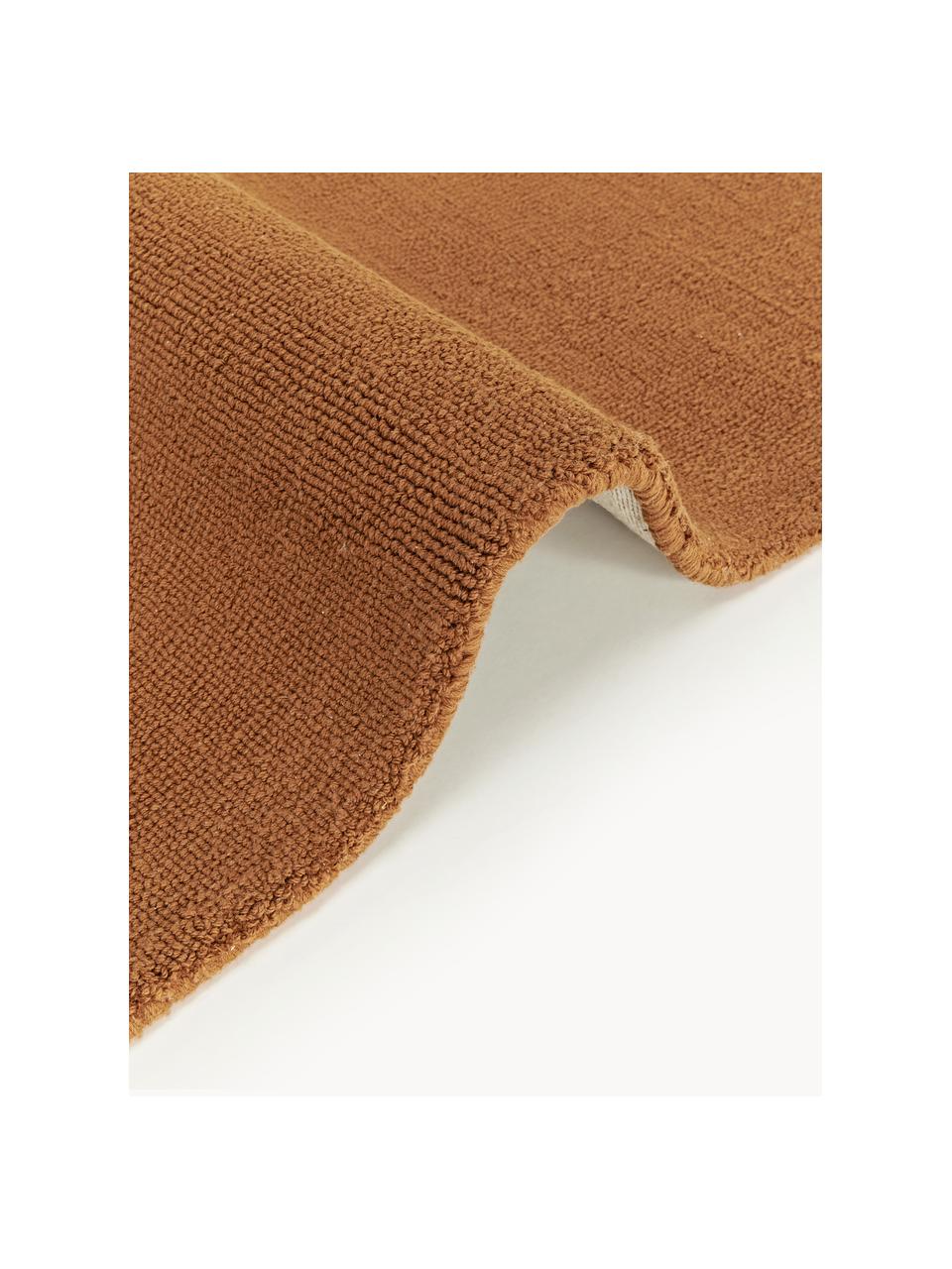 Tapis en coton tissé main Lora, Terracotta, larg. 80 x long. 150 cm (taille XS)