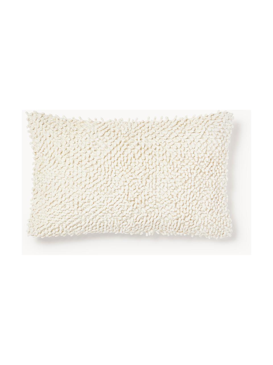 Copricuscino con superficie strutturata Indi, 100% cotone, Bianco crema, Larg. 30 x Lung. 50 cm