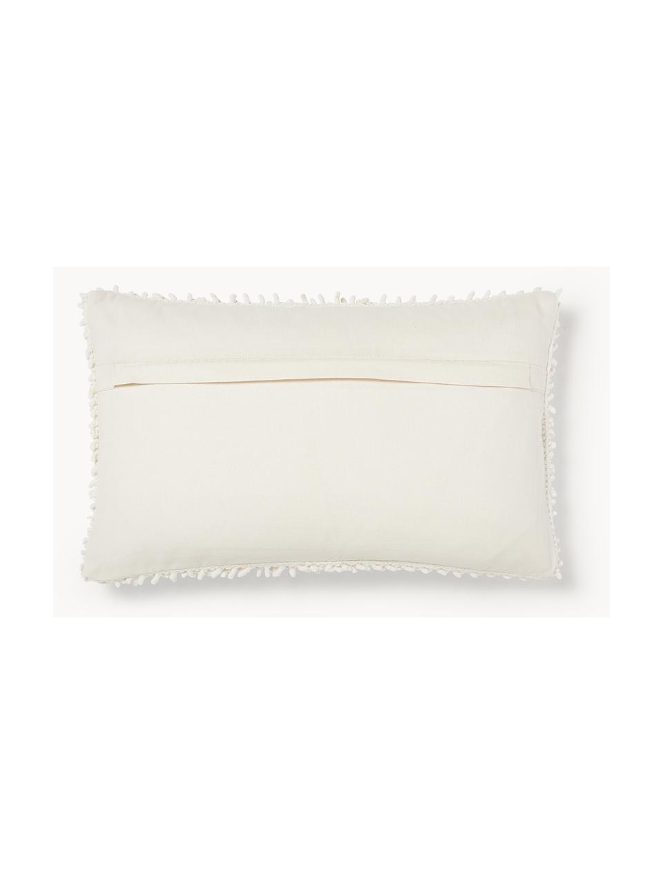 Housse de coussin rectangulaire Indi, 100 % coton, Blanc cassé, larg. 30 x long. 50 cm