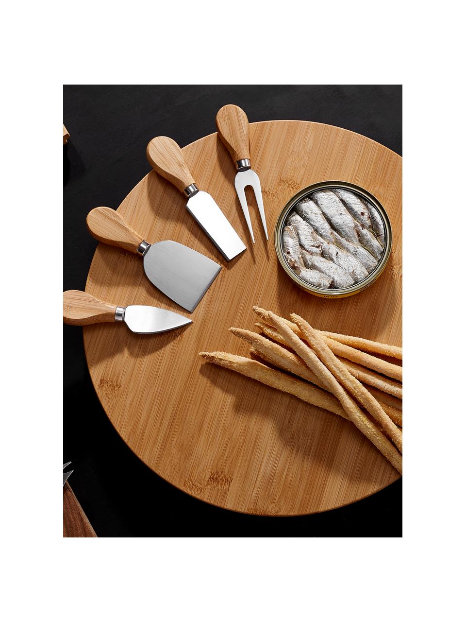 Set de tabla y cuchillos de queso Fromagerie, 5 pzas., Beige, Ø 35 cm