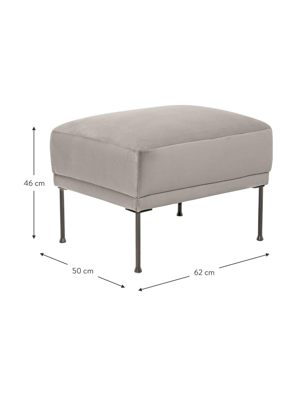 Pouf en velours Fluente, Velours grège, larg. 62 x prof. 50 cm
