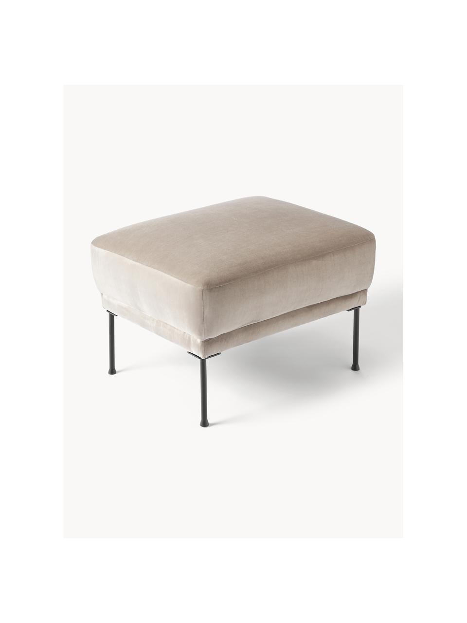 Pouf en velours Fluente, Velours beige, larg. 62 x prof. 50 cm