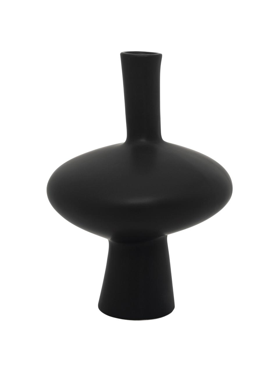 Vase noir Moroseta, Grès cérame, Noir, mat, Ø 21 x haut. 30 cm