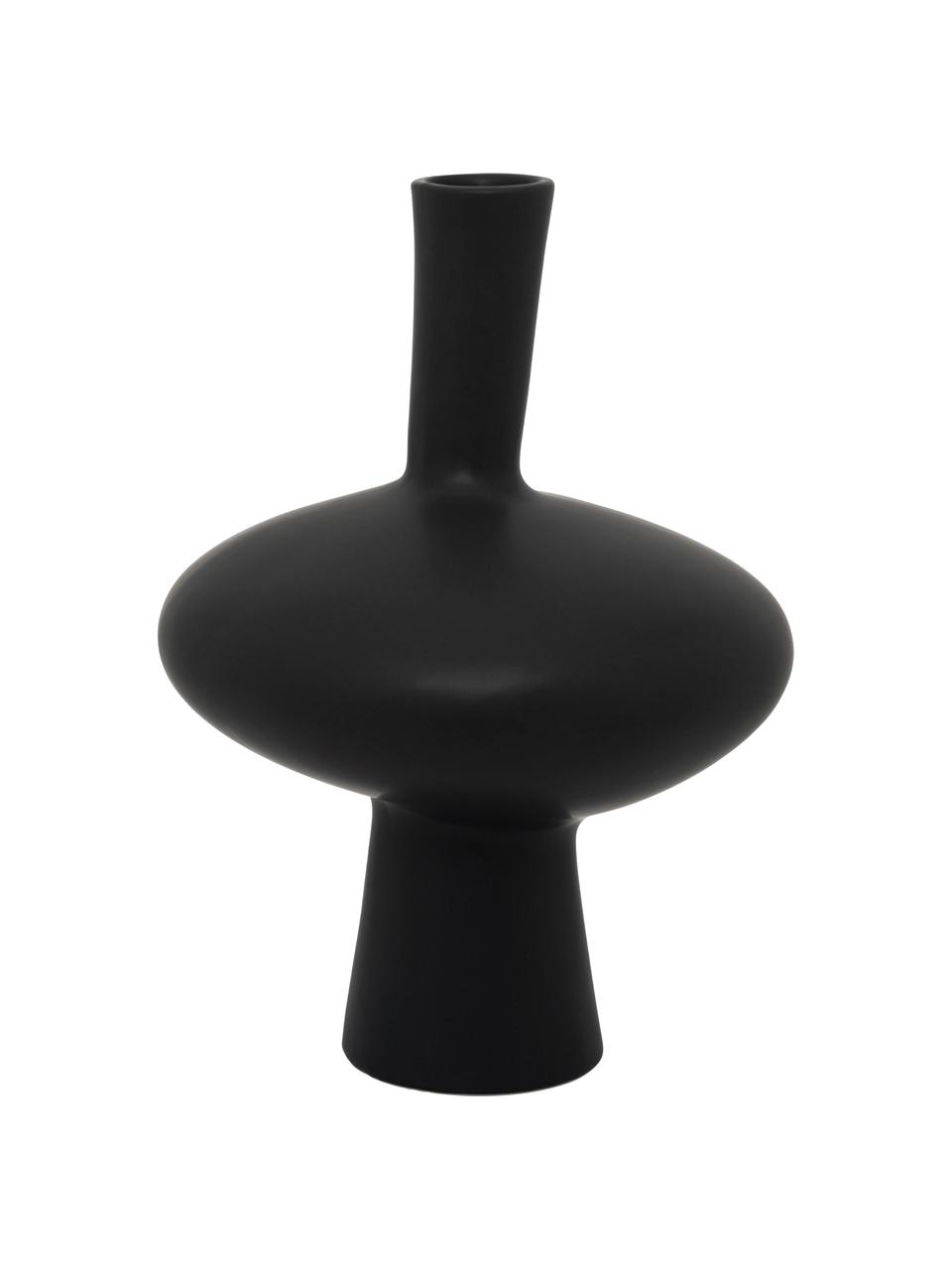 Vase noir Moroseta, Grès cérame, Noir, mat, Ø 21 x haut. 30 cm