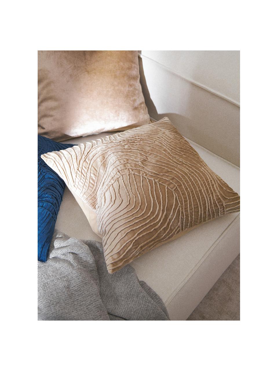 Poszewka na poduszkę z aksamitu Nisha, Beżowy, S 50 x D 50 cm