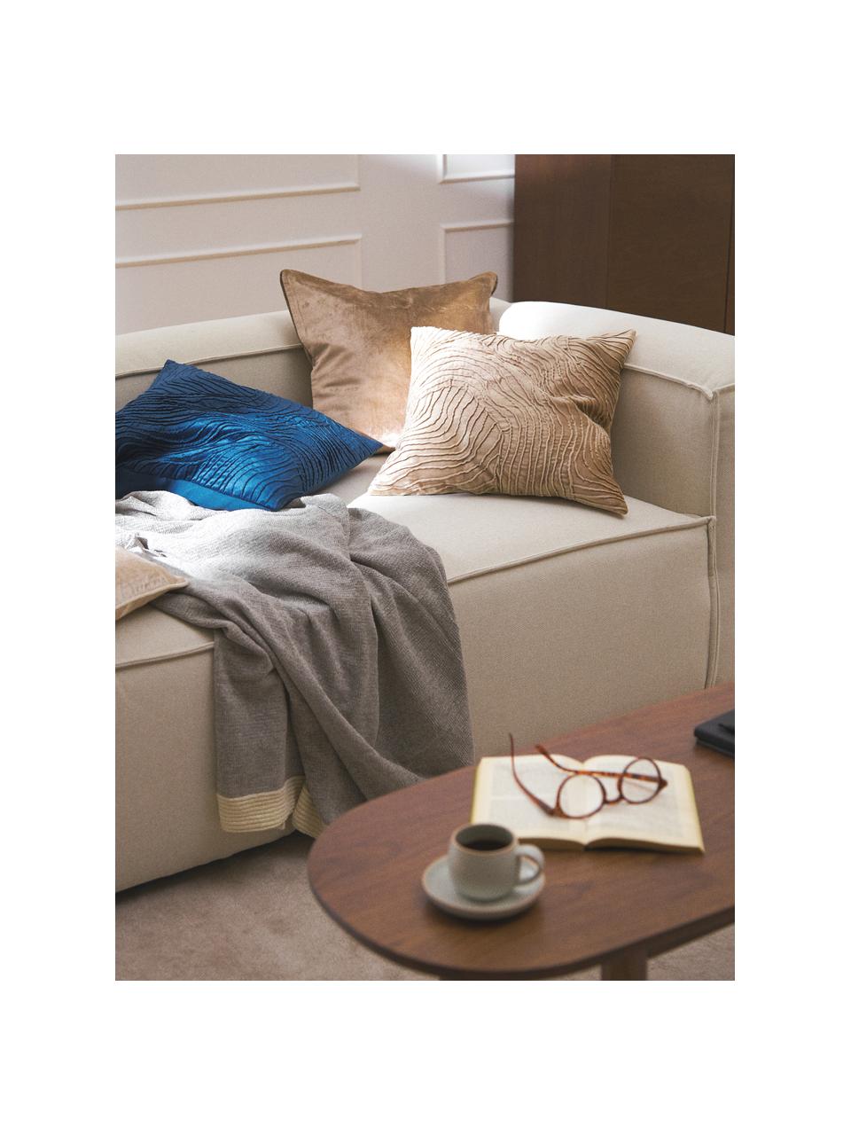 Housse de coussin 50x50 en velours avec motif structuré Nisha, Beige, larg. 50 x long. 50 cm