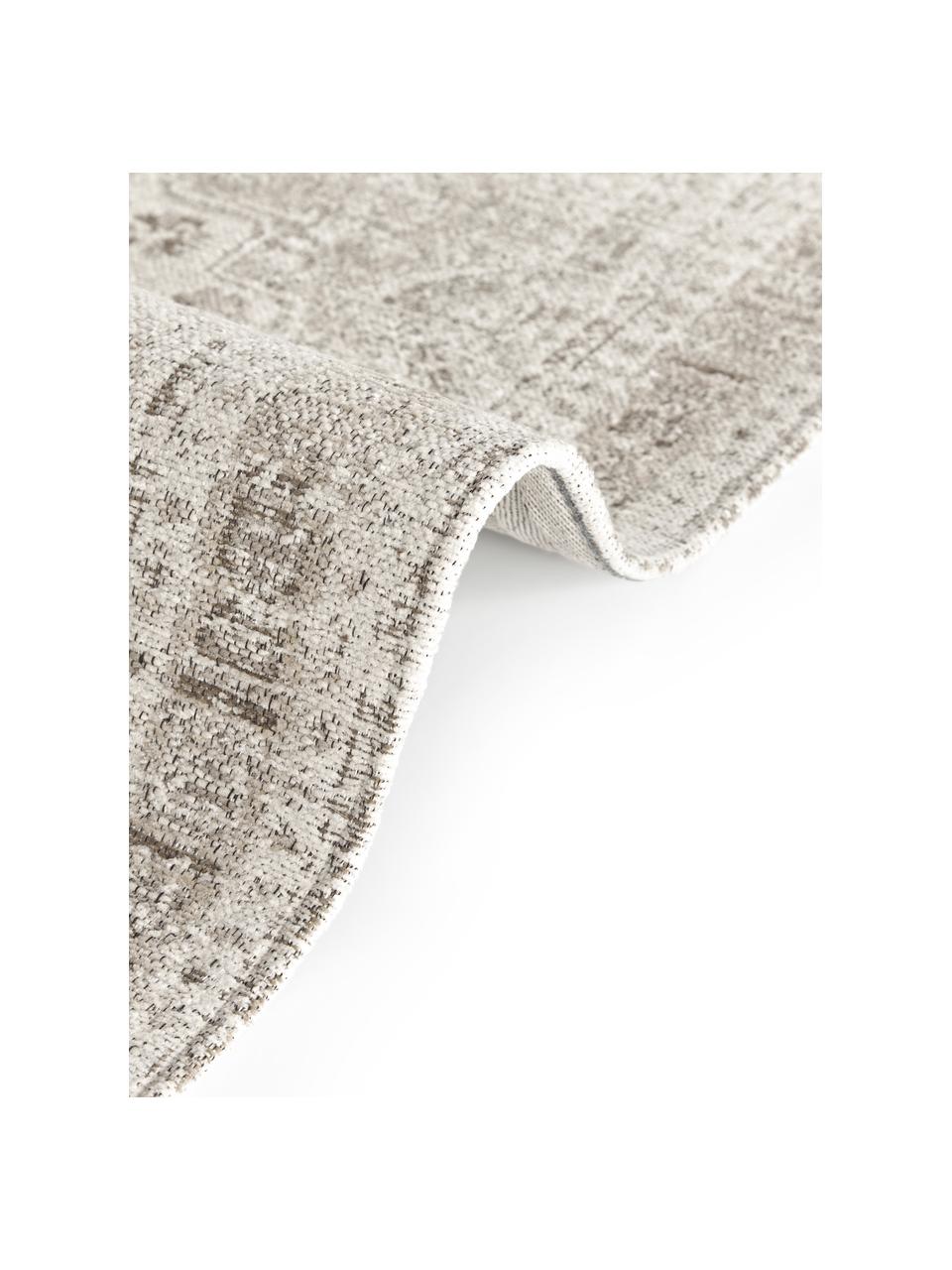 Tapis en chenille vintage Mahdi, 66 % polyester, 34 % laine (certifié RWS), Beige, larg. 80 x long. 250 cm