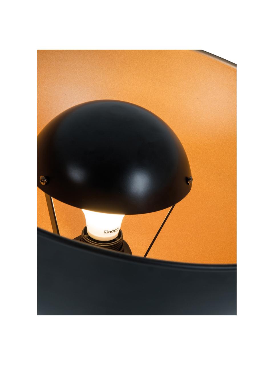 Tripod vloerlamp Bernice, Lampenkap: gecoat metaal, Lampvoet: gecoat metaal, Zwart, oranje, H 150 cm