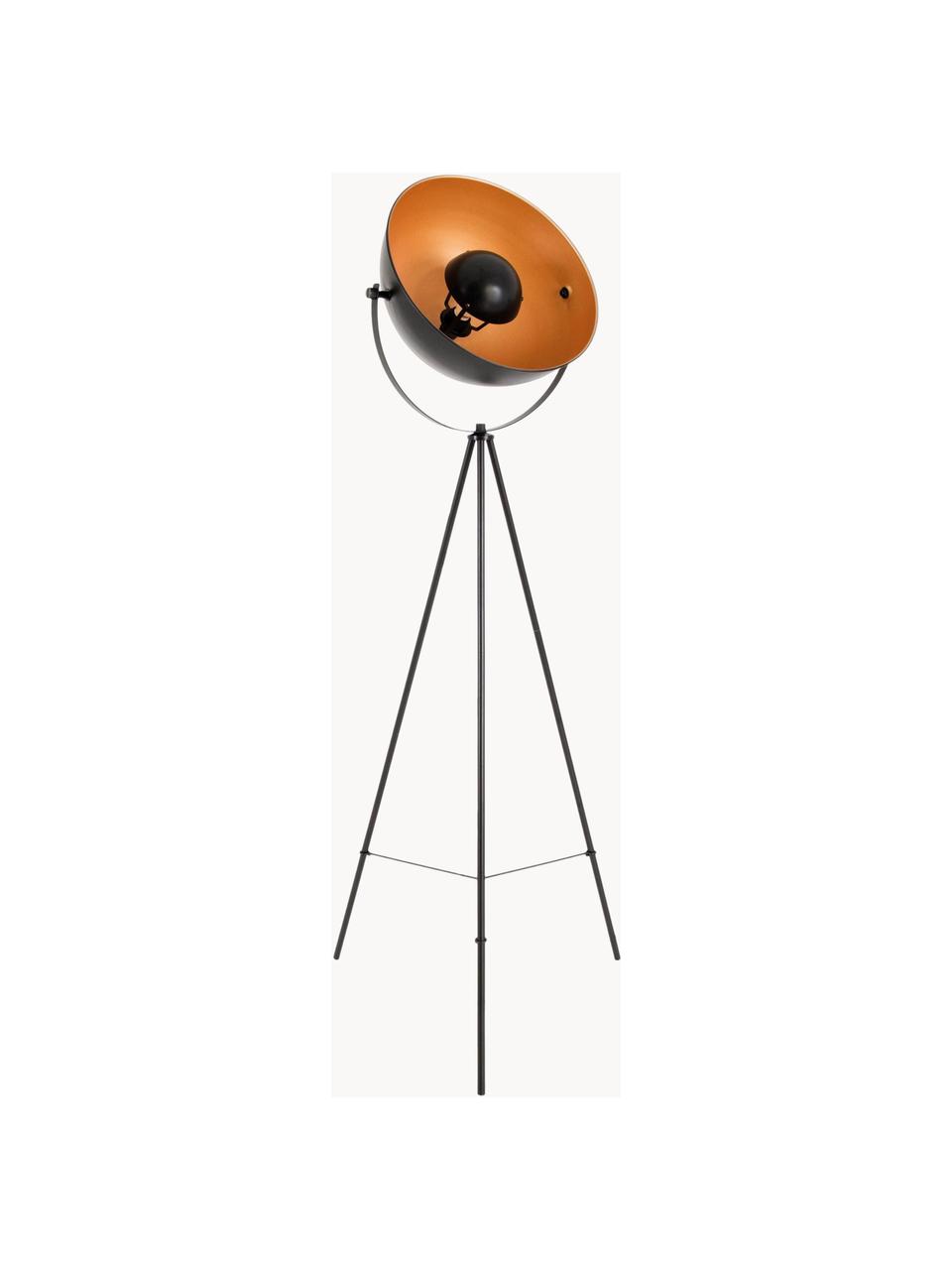 Stojacia tripod lampa Bernice, Čierna, oranžová, V 150 cm