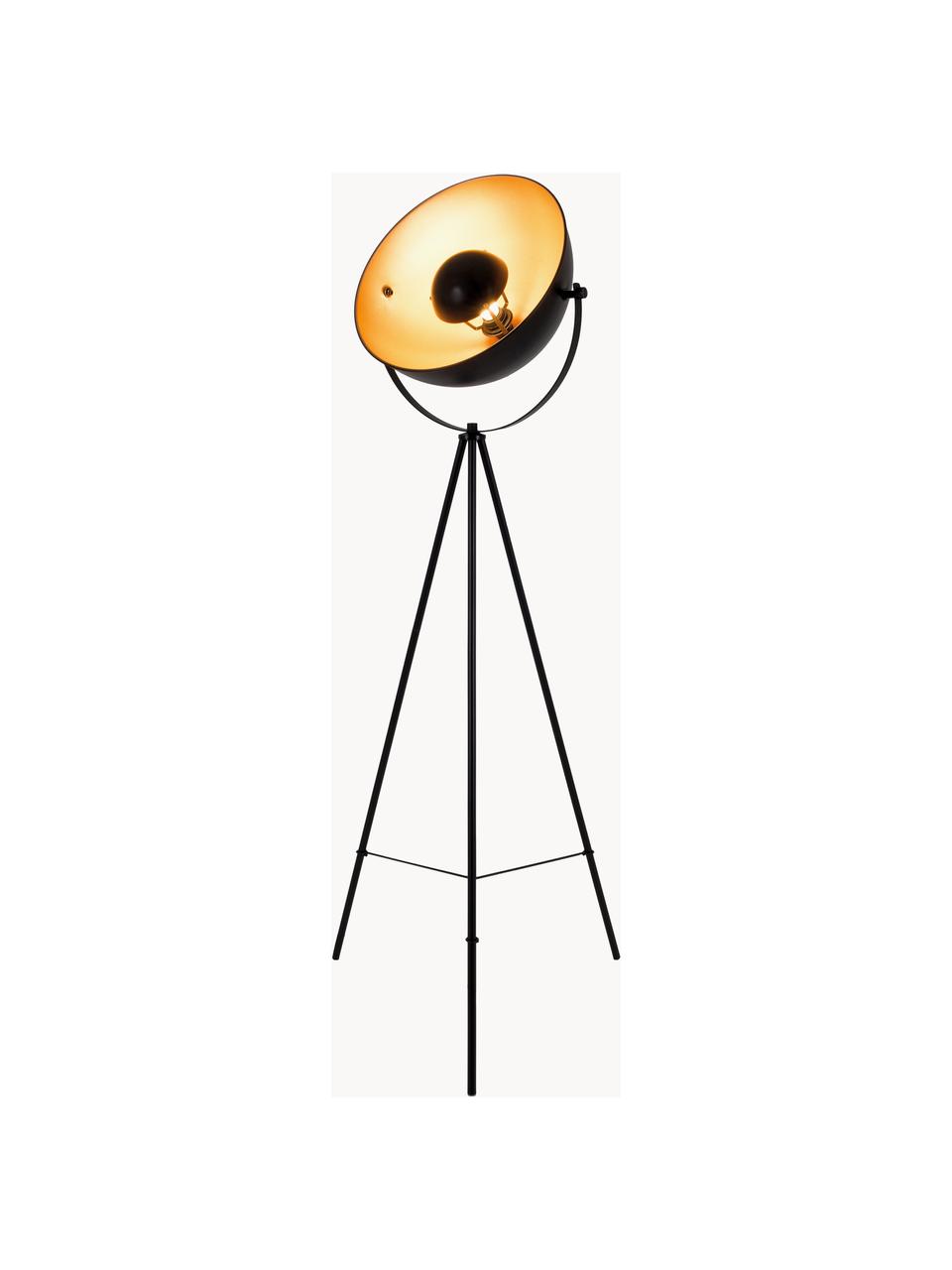 Tripod vloerlamp Bernice, Lampenkap: gecoat metaal, Lampvoet: gecoat metaal, Zwart, oranje, H 150 cm