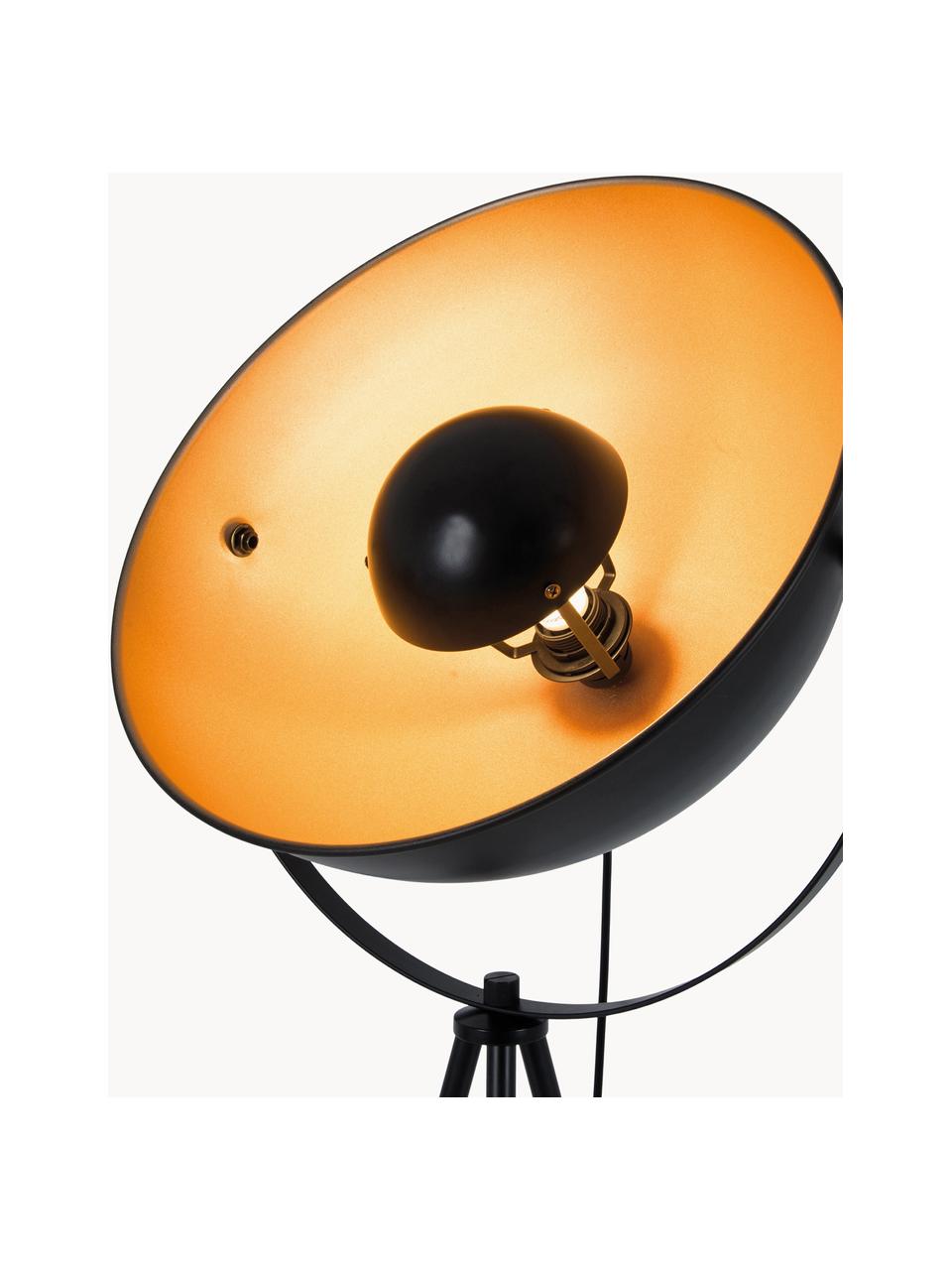 Tripod Stehlampe Bernice, Lampenschirm: Metall, beschichtet, Lampenfuß: Metall, beschichtet, Schwarz, Orange, H 150 cm