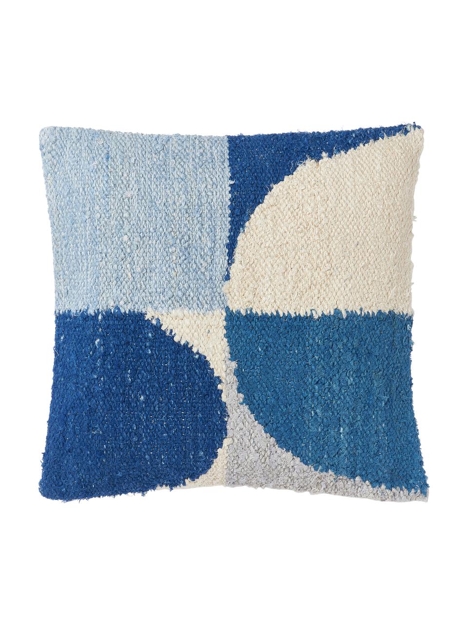Povlak na polštář s abstraktním ornamentem Jasper, Modrá, béžová, Š 45 cm, D 45 cm