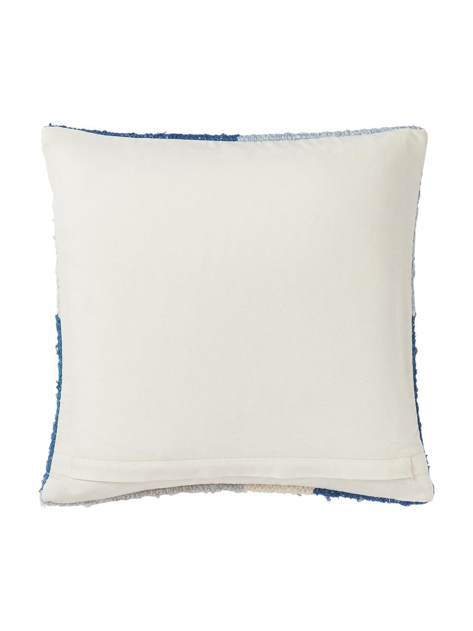 Kissenhülle Jasper mit abstrakter Verzierung, Vorderseite: 73 % Seide, 27 % Baumwoll, Rückseite: 100 % Baumwolle, Blau, Beige, B 45 x L 45 cm