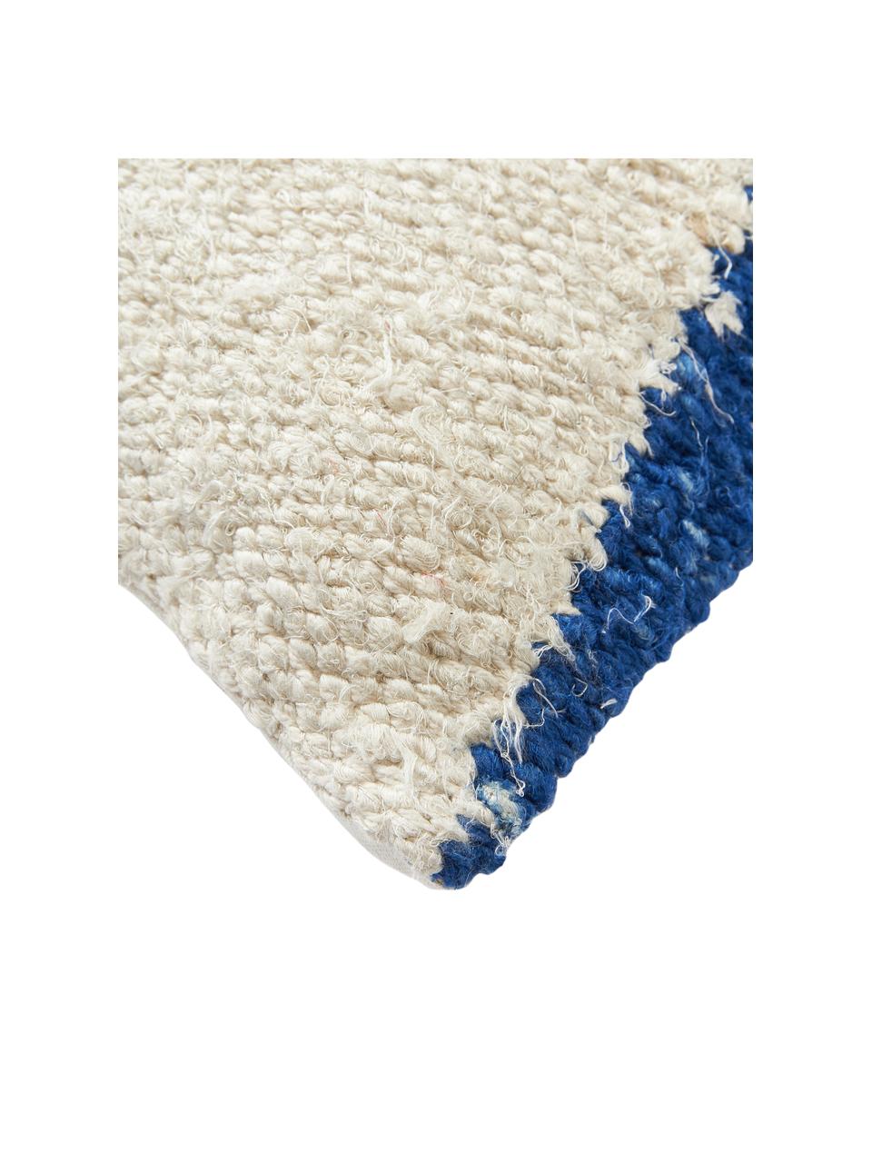Housse de coussin à motif abstrait Jasper, Bleu, beige, larg. 45 x long. 45 cm