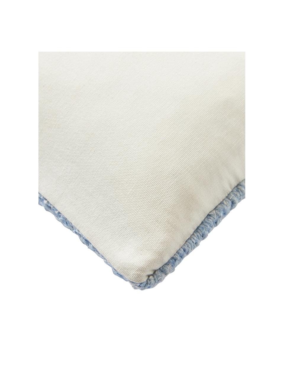 Kissenhülle Jasper mit abstrakter Verzierung, Vorderseite: 73 % Seide, 27 % Baumwoll, Rückseite: 100 % Baumwolle, Blau, Beige, B 45 x L 45 cm