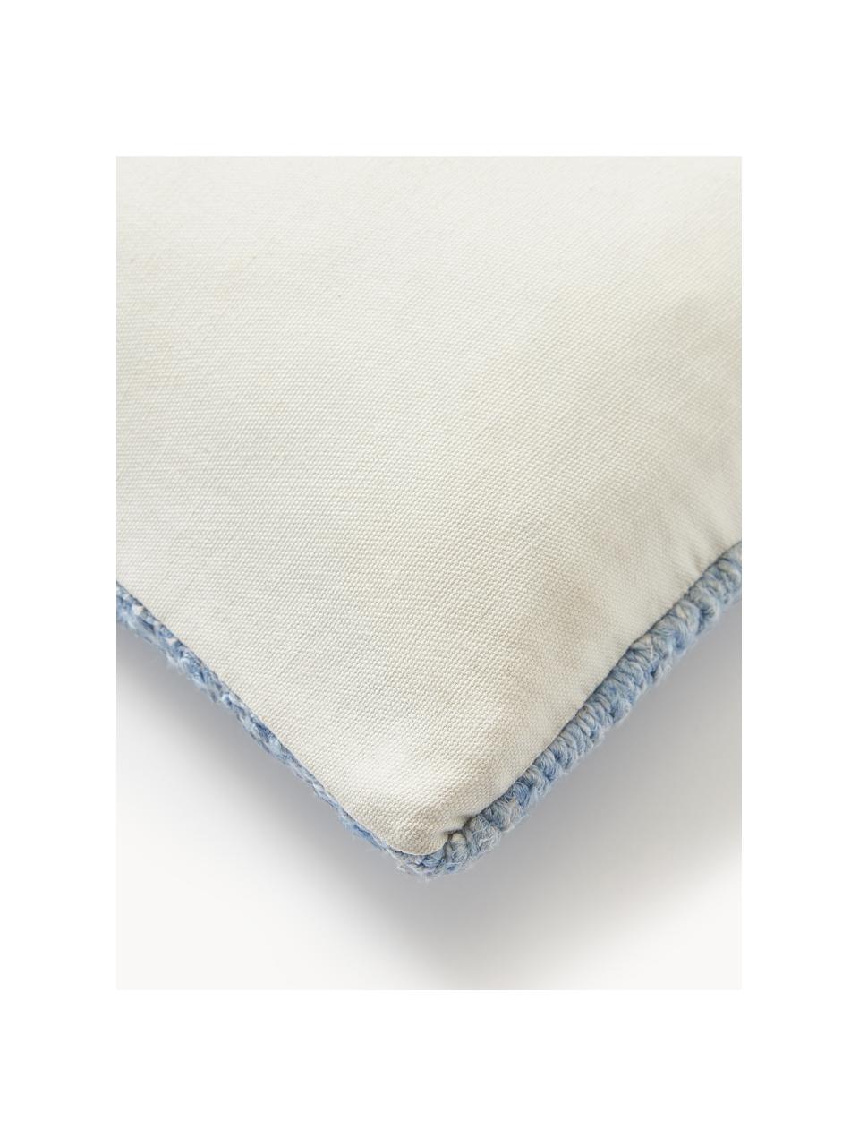 Kissenhülle Jasper mit abstrakter Verzierung, Vorderseite: 73 % Seide, 27 % Baumwoll, Rückseite: 100 % Baumwolle, Hellblau, Blau, Off White, B 45 x L 45 cm