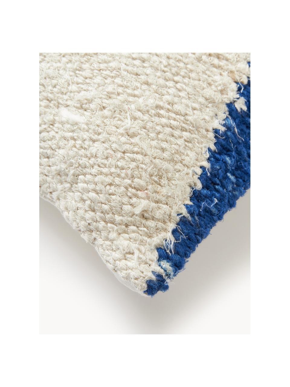 Copricuscino con decoro astratto Jasper, Retro: 100% cotone, Azzurro, blu, bianco latte, Larg. 45 x Lung. 45 cm