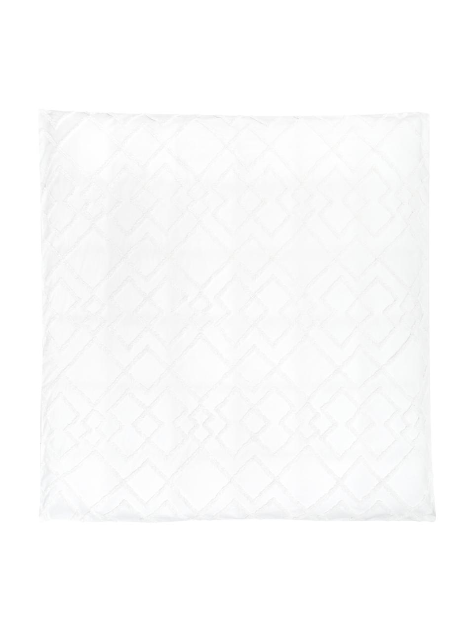 Biancheria da letto in percalle con decoro a ciuffi Faith, Bianco, 155 x 200 cm + 1 federa 50 x 80 cm