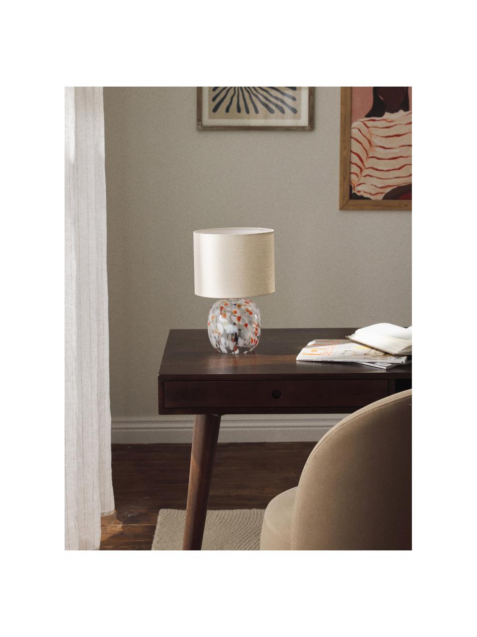 Skleněná stolní lampa Bree, Světle béžová, transparentní, více barev, Ø 22 cm, V 35 cm