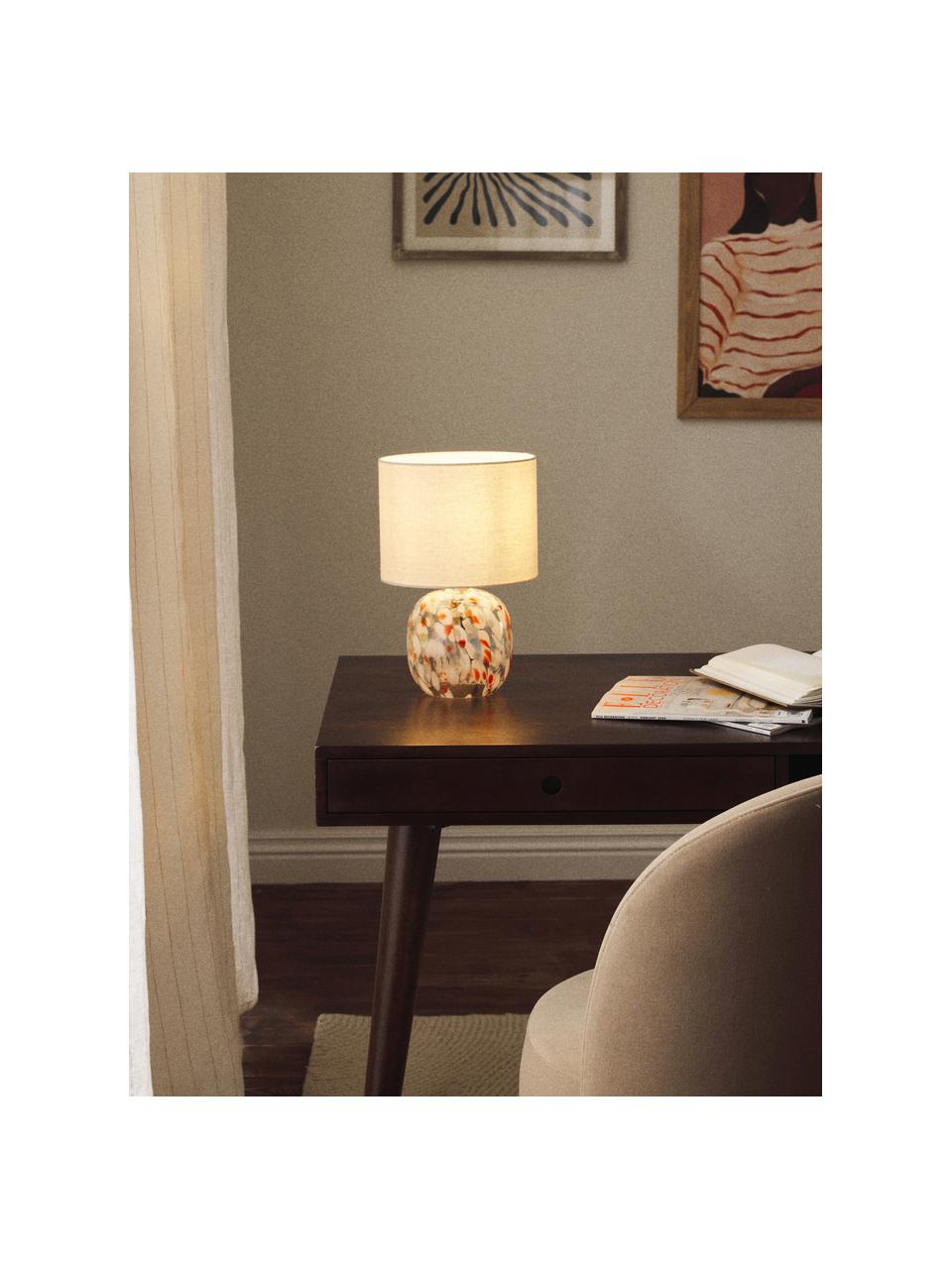 Lampa stołowa ze szkła Bree, Jasny beżowy, transparentny, wielobarwny, Ø 22 x W 35 cm