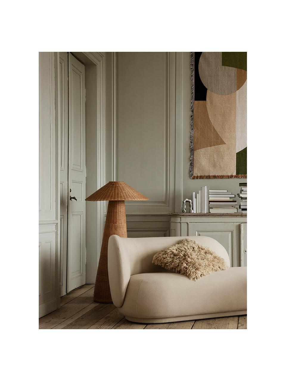 Petit lampadaire en rotin fait main Dou, Brun, haut. 131 cm