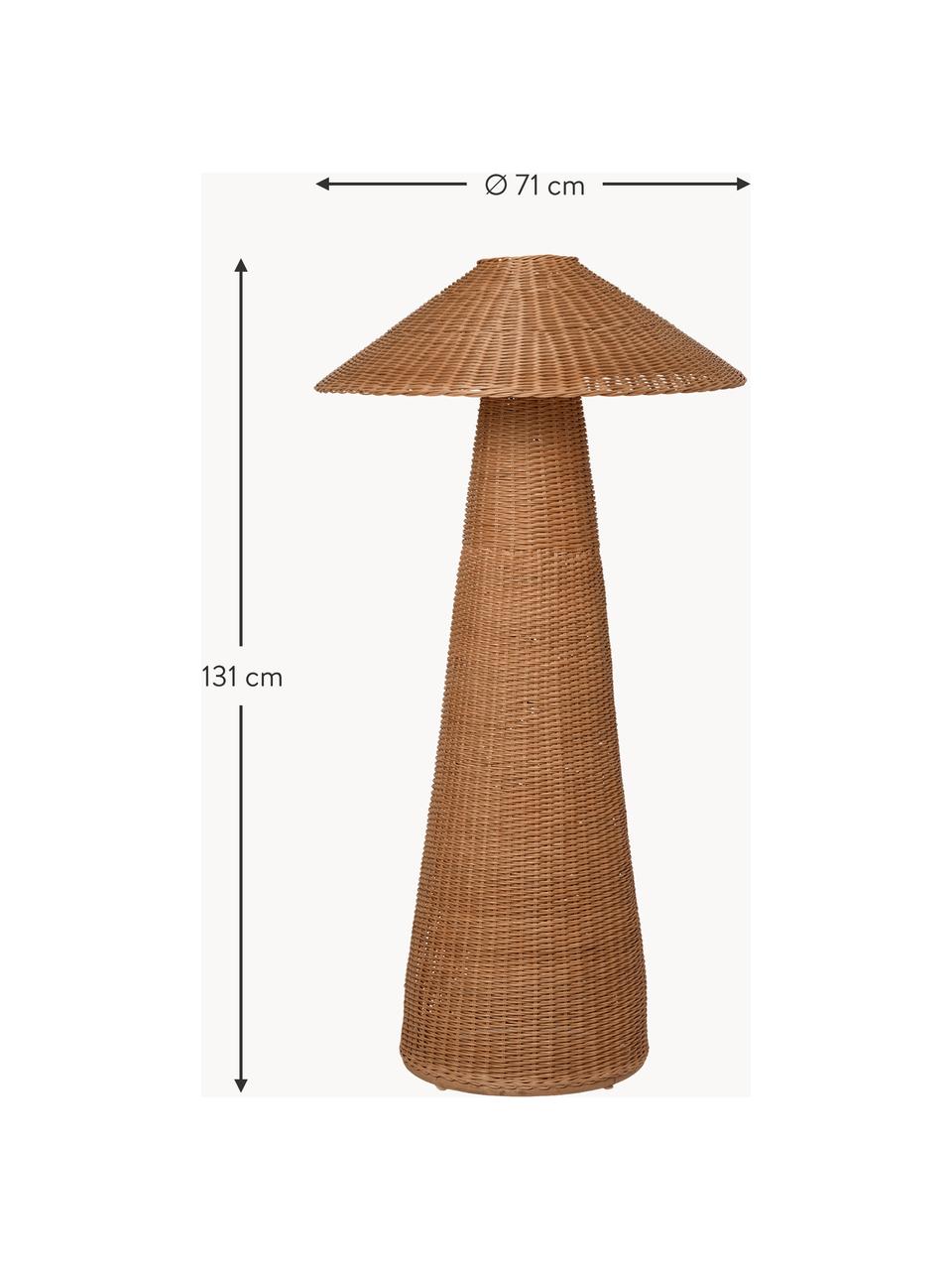 Lampada da terra piccola in rattan Dou, fatta a mano, Lampada: rattan, Marrone, Alt. 131 cm