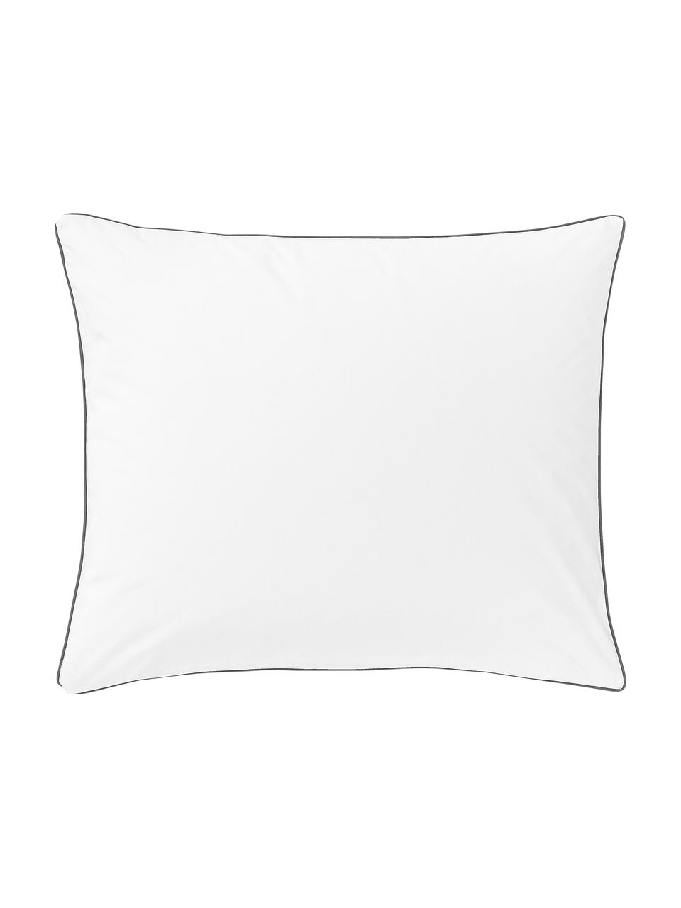 Perkal katoenen kussensloop Daria met bies, Weeftechniek: perkal Draaddichtheid 200, Wit, donkergrijs, B 60 x L 70 cm