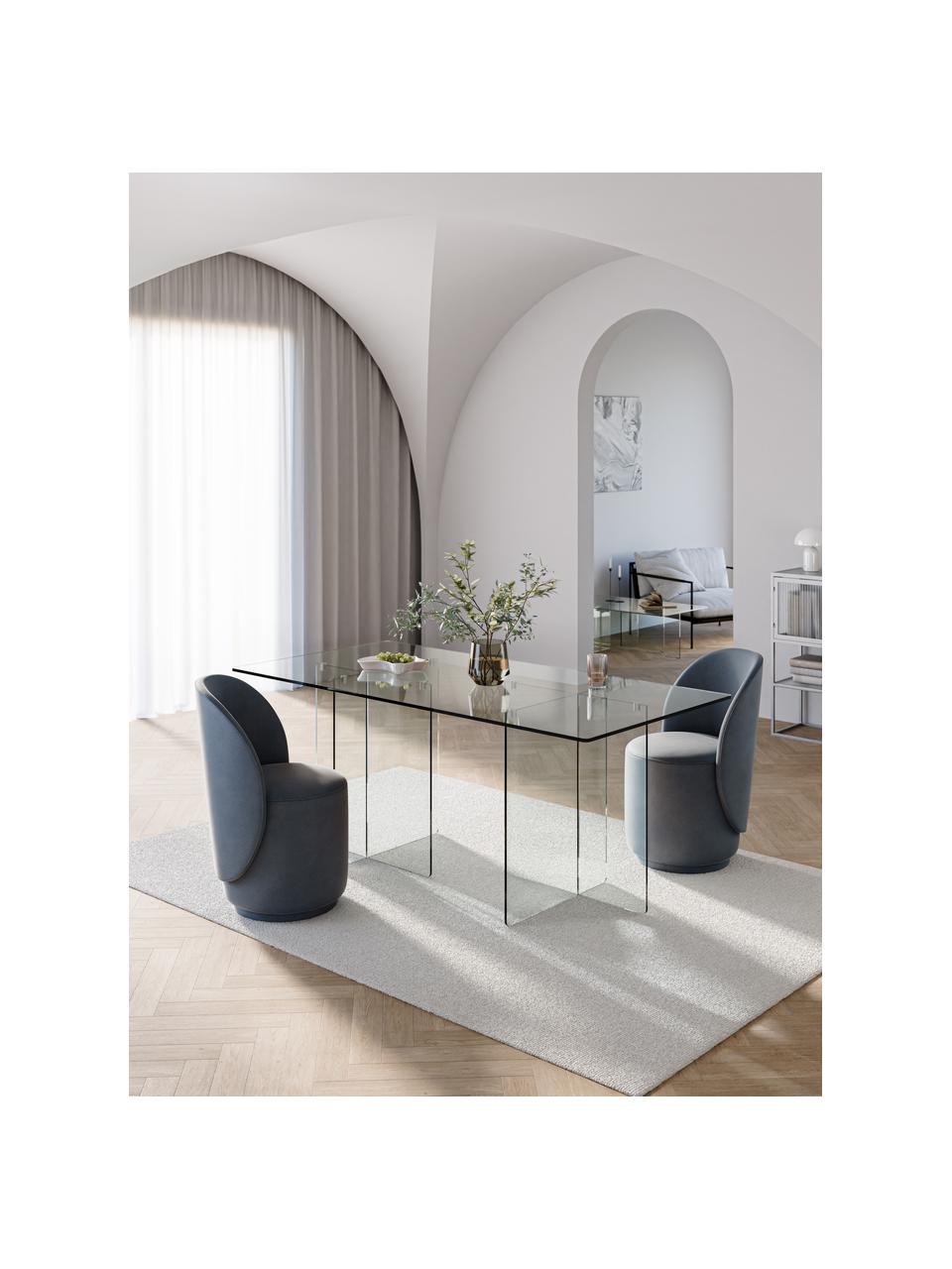 Sklenený jedálenský stôl Anouk, 180 x 90 cm, Sklo, Priehľadná, Š 180 x H 90 cm