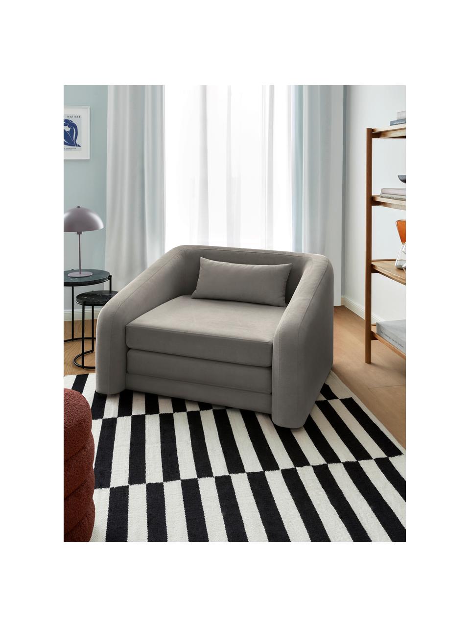 Fotel rozkładany Eliot, Tapicerka: 88% poliester, 12% nylon , Nogi: tworzywo sztuczne, Ciemnoszara tkanina, S 100 x W 70 cm