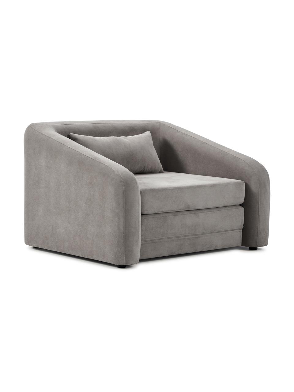 Fotel rozkładany Eliot, Tapicerka: 88% poliester, 12% nylon , Nogi: tworzywo sztuczne, Ciemnoszara tkanina, S 100 x W 70 cm