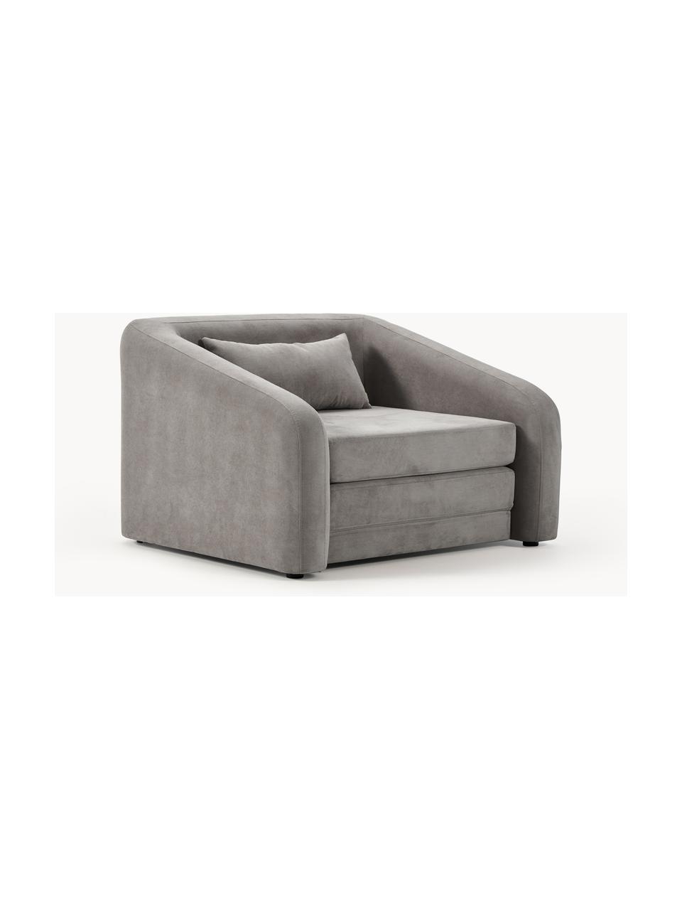 Slaapfauteuil Eliot, Bekleding: 88% polyester, 12% nylon , Poten: kunststof, Geweven stof donkergrijs, B 100 x D 94 cm