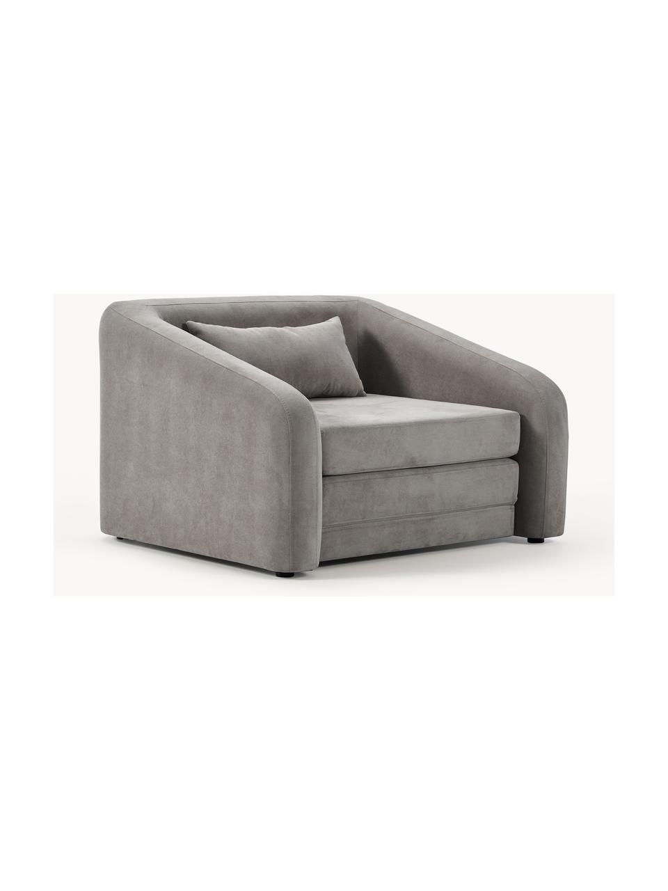 Fauteuil convertible Eliot, Tissu gris foncé, larg. 100 x prof. 94 cm