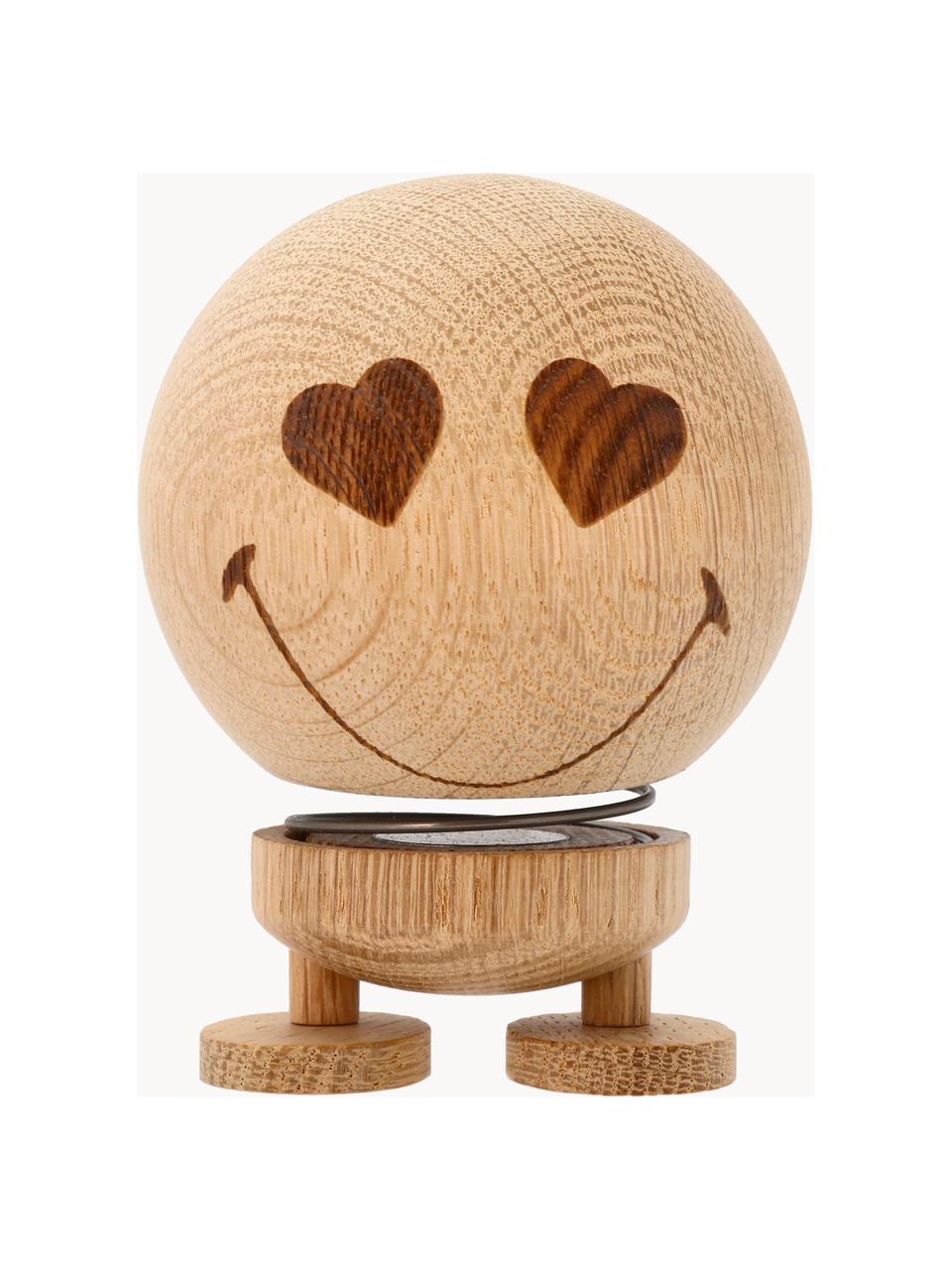Dekoracja z drewna dębowego Smiley, Drewno dębowe, Zakochany, Ø 8 x W 10 cm