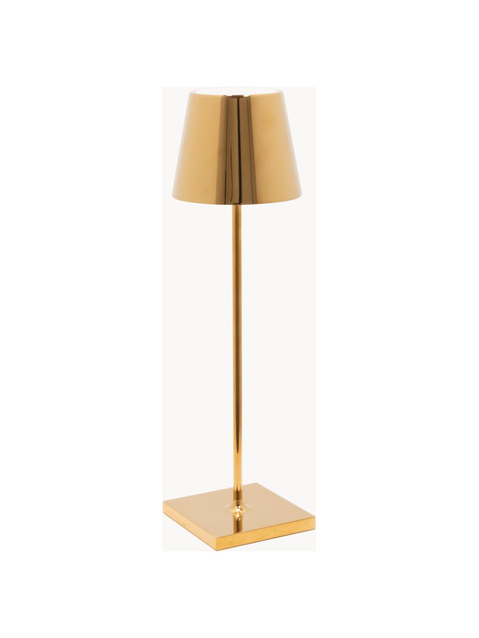 Lampada da tavolo portatile a LED con luce regolabile Poldina, Lampada: alluminio rivestito, Dorato lucido, Ø 11 x Alt. 38 cm