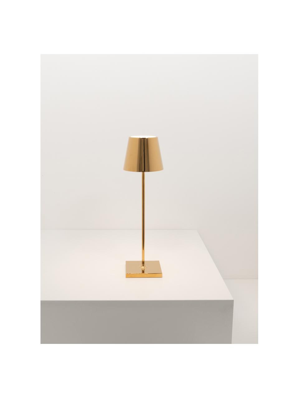 Prenosná stolová LED lampa Poldina, Odtiene lesklej zlatej, Ø 11 x V 38 cm