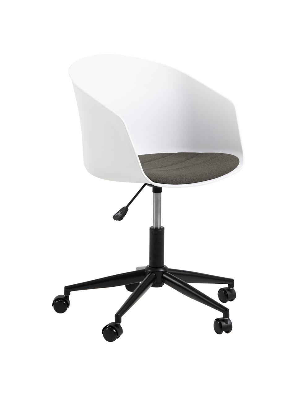 Chaise de bureau à hauteur ajustable Moon, Blanc, gris foncé, noir, larg. 65 x prof. 65 cm